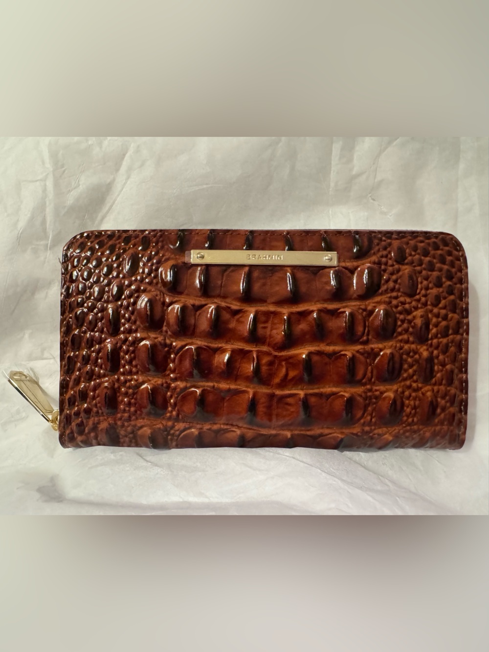Brahmin Suri Wallet in Pecan Melbourne Croc-Embossed Leather